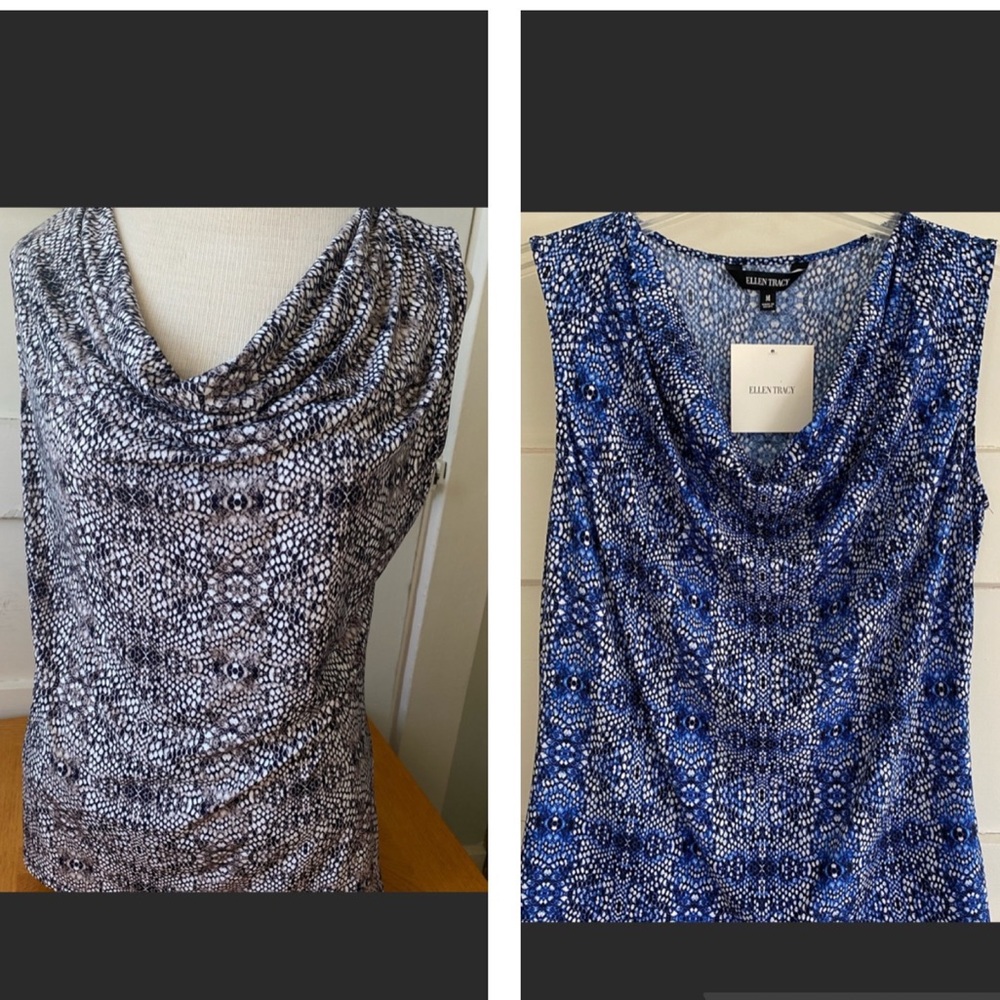 Lot of 2 Ellen Tracy Snakeskin Print Sleeveless Top